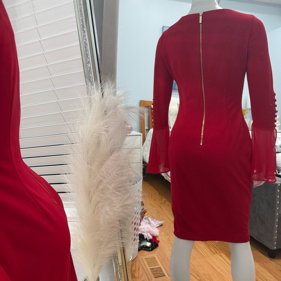 Calvin Klein Red Long Sleeve Dress - Picture 2 of 3